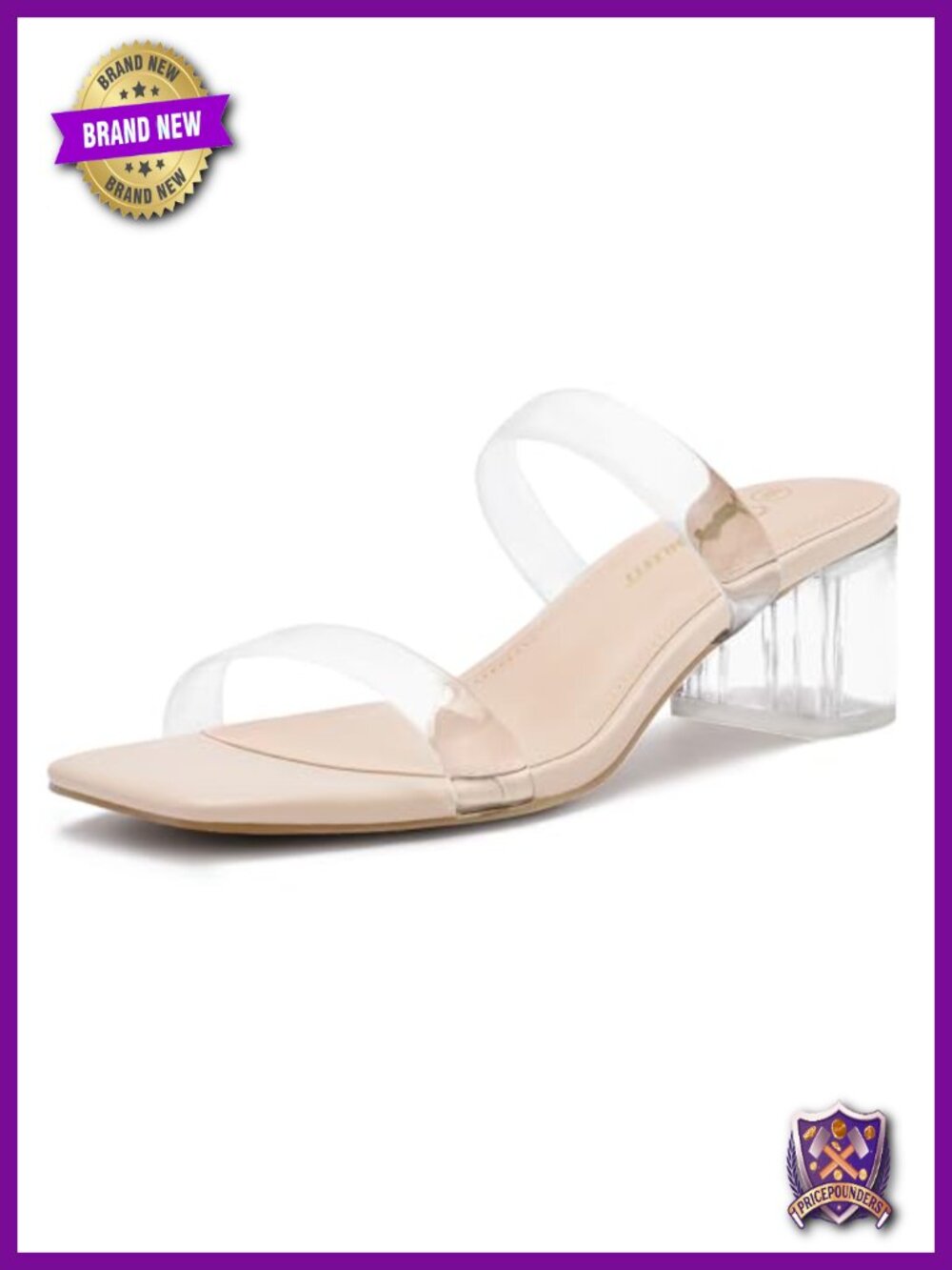 Two Strap Open Toe Chunky Block Heel Sandals Slip On Low Heel Dress Shoes